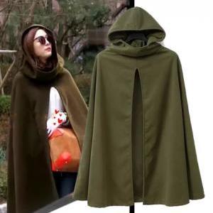 Army Green Cashmere Wool Poncho Coat Oversized..