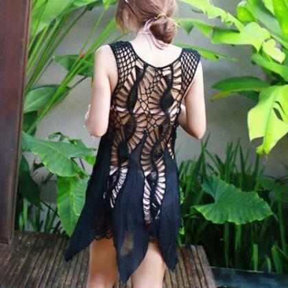 Distressed Cut Out Swim Cover Up