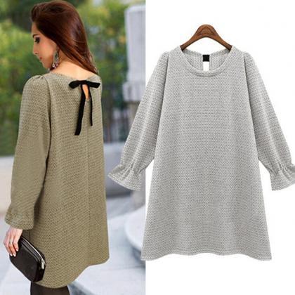 Fashion Trumpet Sleeve Solid Color Knit Sweater on Luulla