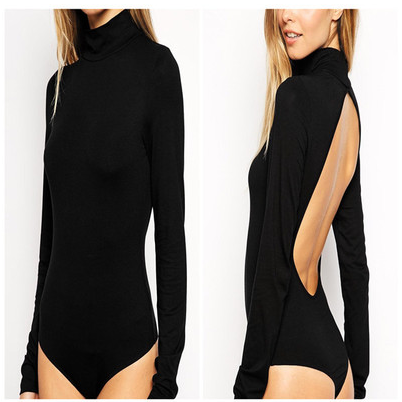 Black Long Sleeve Turtleneck Bodysuit Featuring..