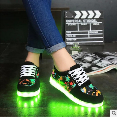 The Camouflage Graffiti Colorful Glowing Shoes For..