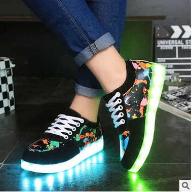 The Camouflage Graffiti Colorful Glowing Shoes For..