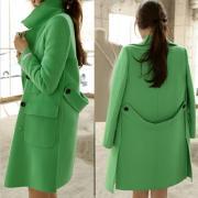 Green Woolen Pea Coat Women Winter Wool Jacket Elegant Blazer Design Ladies Overcoat Outerwear Clothing 