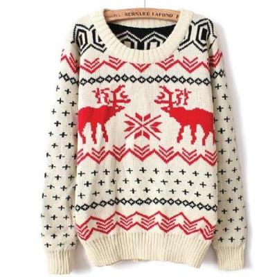 Fawn Christmas sleeved big yards sweater 