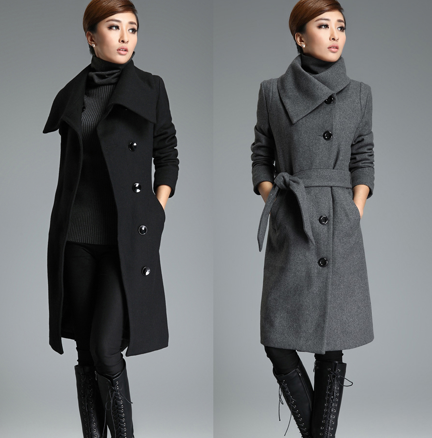 High-end Cashmere Women Winter Wool Coat Belt Lapel Outerwear