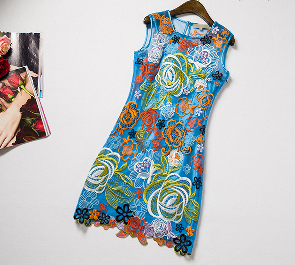 Spring And Summer Highend Threedimensional Embroidered Vest Dress on