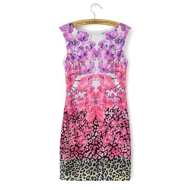 Elegant Floral Leopard Print Dress on Luulla