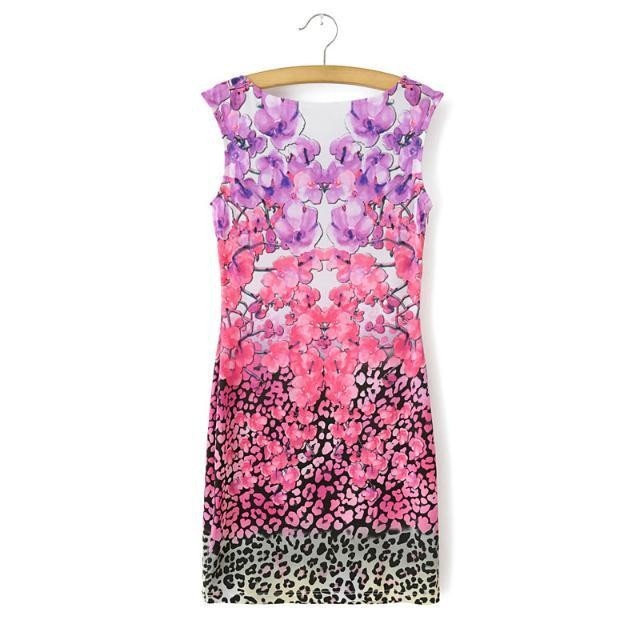 Elegant Floral Leopard Print Dress on Luulla