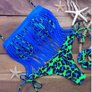 Condole Belt Printing Tassel With The Bikini Swimsuit Fission Zby