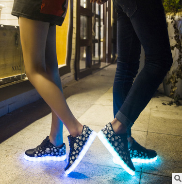 Colorful Glowing Shoes Skull Luminous Fluorescent Shoes Couple Led Lamp Usb Charging