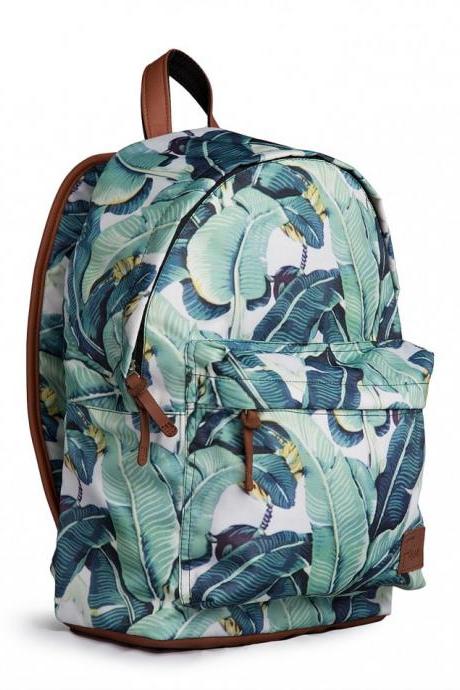 Fusion Tropical Leaves Print Multi-purpose Backpack